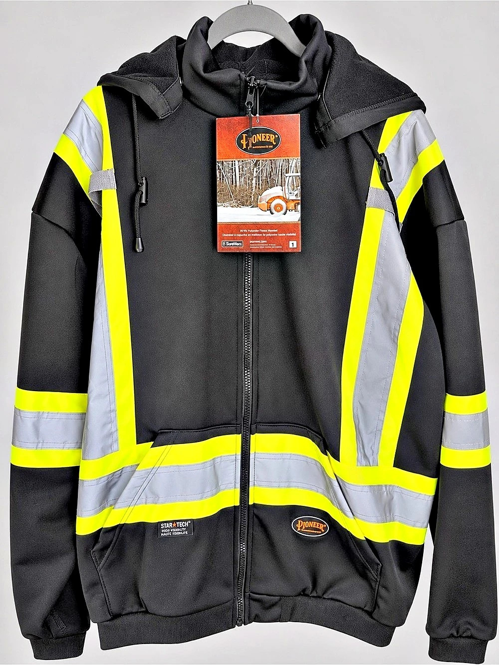 Pioneer 5XL Hi-Vis Reflective Full Zip Work Hoodie Jacket NWT